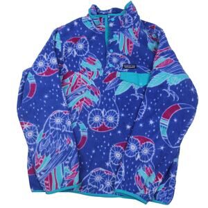 Patagonia Synchilla "Harvest Moon" Allover Owl Print Snap T Sweater